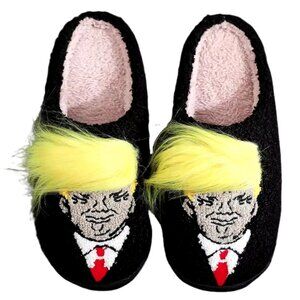 Funny Gift Trump Wig Plush Slippers Indoor Outdoor US Size 9-10 Men's